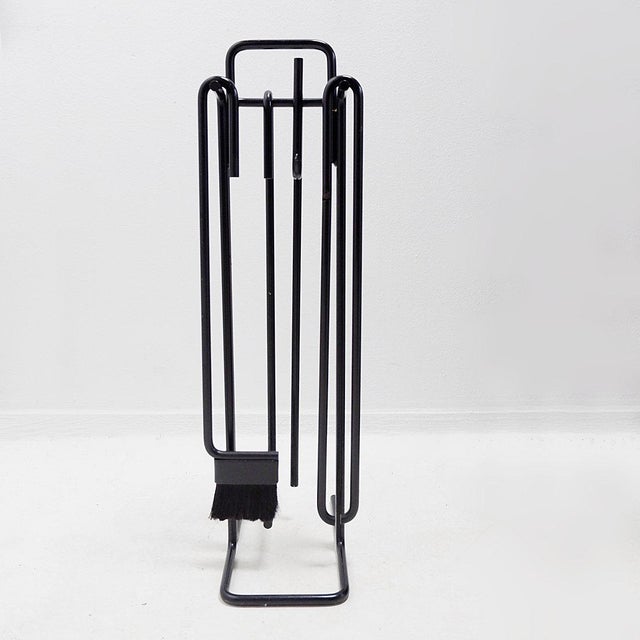 Metal Vintage Black Metal Fire Set by Ann Maes, 1970s, Set of 5 For Sale - Image 7 of 15