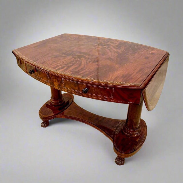 Early 19th Century Biedermeier Period Oval Library Table desk Germany For Sale - Image 18 of 18