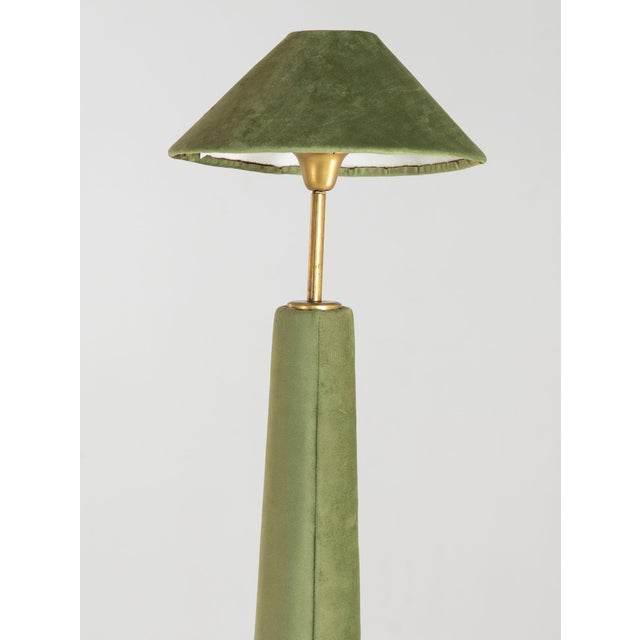 Pair of Moss Green Velvet Floor Lamps, French Late 20th C. For Sale - Image 10 of 11