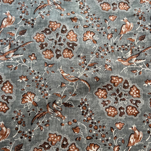 Suzanne Tucker Amara Dove Grey and Copper Linen Fabric - 7 Yards For Sale In New York - Image 6 of 6