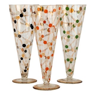 Art Deco Champagne Glasses, 1920s, Set of 3 For Sale