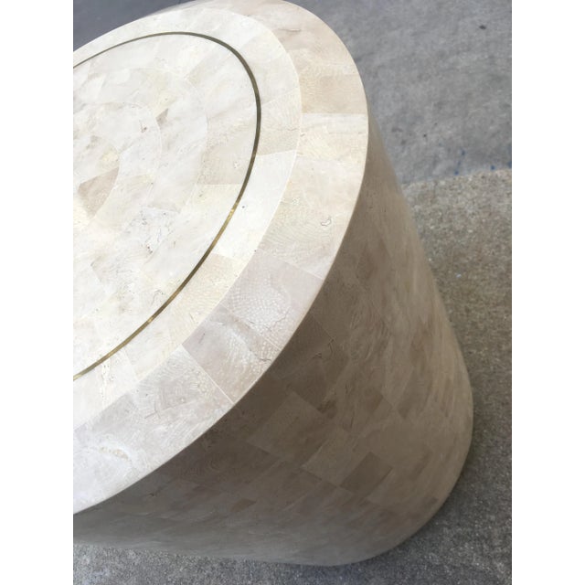 Alabaster Postmodern Pedestal End Table in Tessellated Stone From Maitland-Smith Philippines For Sale - Image 8 of 13