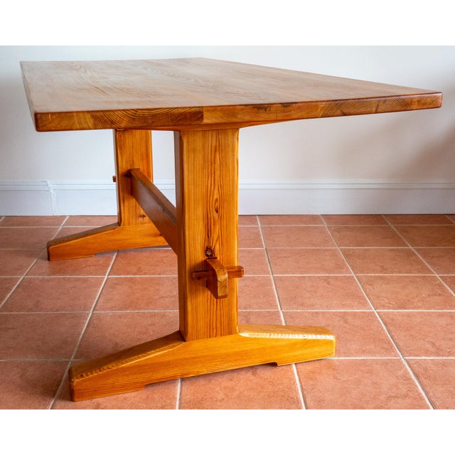 Mid-Century Modern Refectory Pine Dining Table in Blonde by Trestle R. Nance, 1960s For Sale - Image 14 of 18