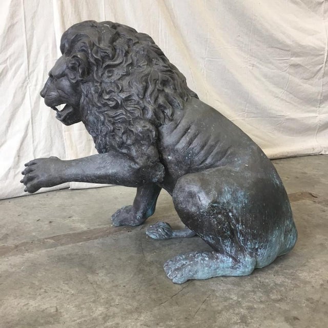 Large Bronze Seated Lion Sculpture Bronze Lion Statue Chairish