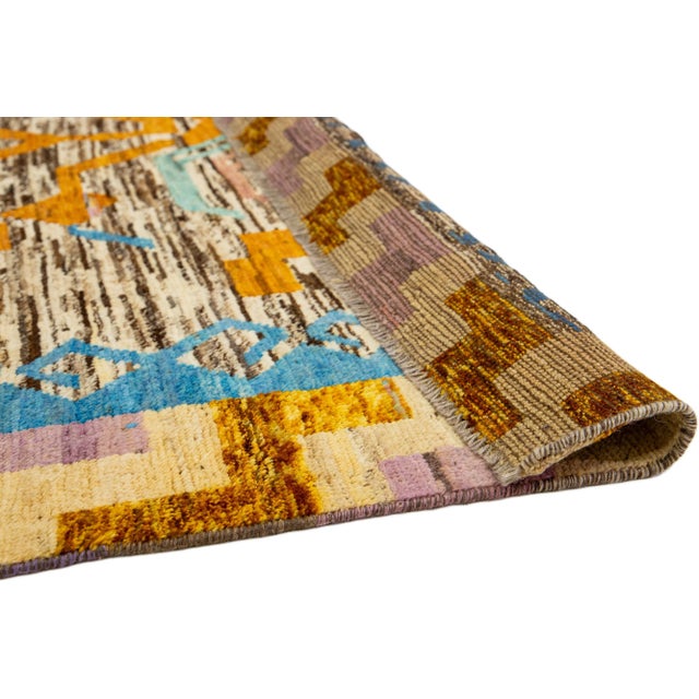 Tribal Tribal Contemporary Moroccan Style Handmade Wool Rug in Beige & Brown For Sale - Image 3 of 9