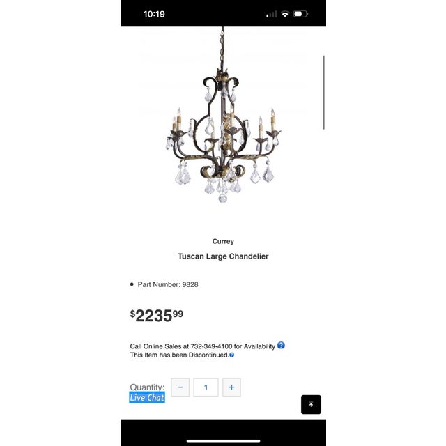 2010s Tuscan Chandelier. Curry and Co. For Sale - Image 5 of 5