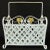 Shabby Chic Vintage Gold & White Twisted Wrought Iron Medallion Basket Weave Magazine Rack For Sale - Image 3 of 5