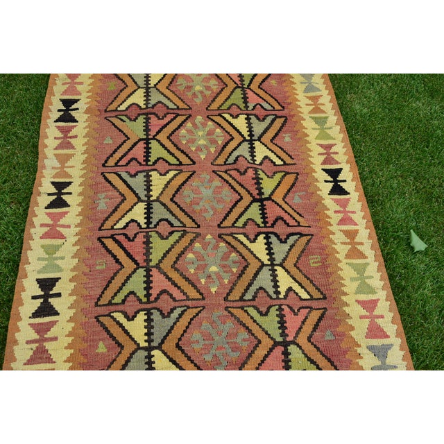 1980s 1980s Turkish Traditional Tribal Style Hand Knotted Wool Kilim Rug For Sale - Image 5 of 11