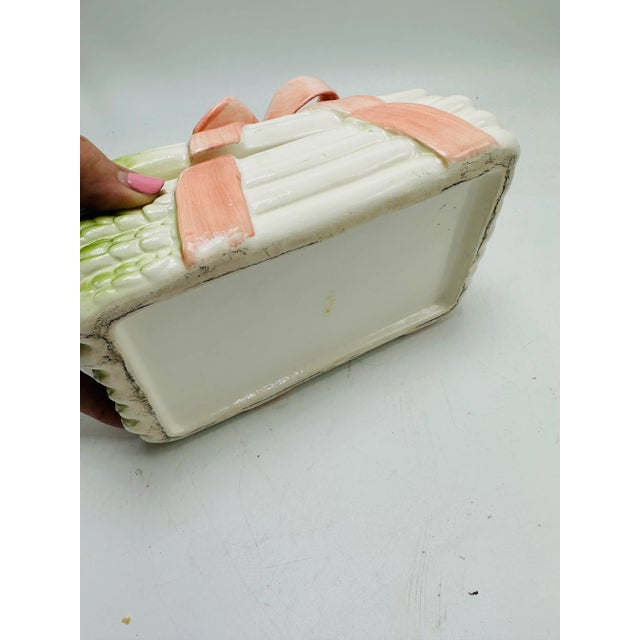 1960s Vintage Ceramic Asparagus Box With Bow For Sale - Image 5 of 8