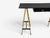 Jacques Adnet Jacques Adnet Attr., Desk, Black Leather, Brass, France, 1950s For Sale - Image 4 of 15