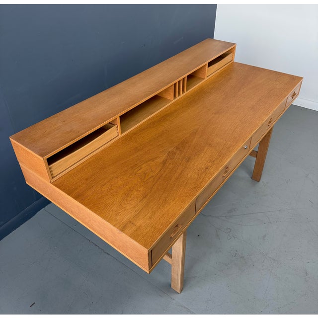 Mid-Century Modern Vintage 1970s Danish Peter Lovig Mid Century Modern Desk in White Oak For Sale - Image 3 of 11