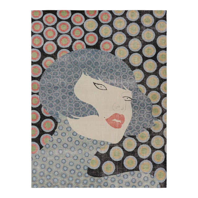 Rug & Kilim’s Modern Distressed Rug in Polychromatic Figural Pictorial For Sale