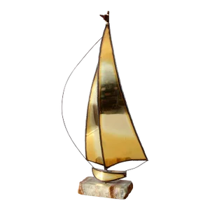 Mid Century Brass Sailboat Sculpture