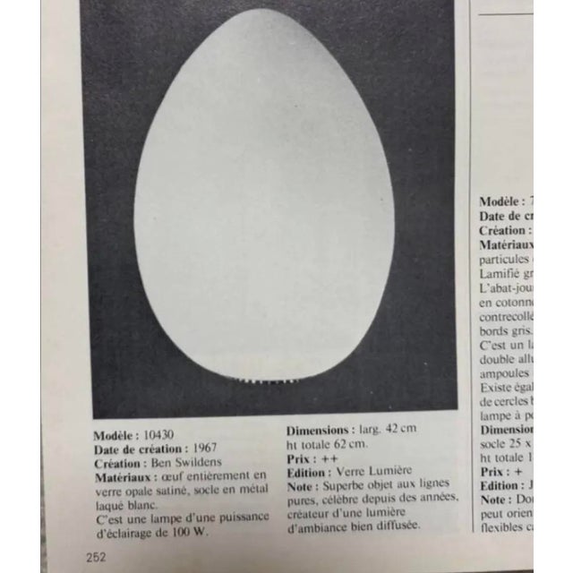 1960s Model 10430 Egg Lamp by Ben Swildens for Verre Lumière, 1967 For Sale - Image 5 of 6