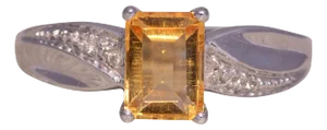 The Solara: Citrine and Diamond Ring in 14K White Gold