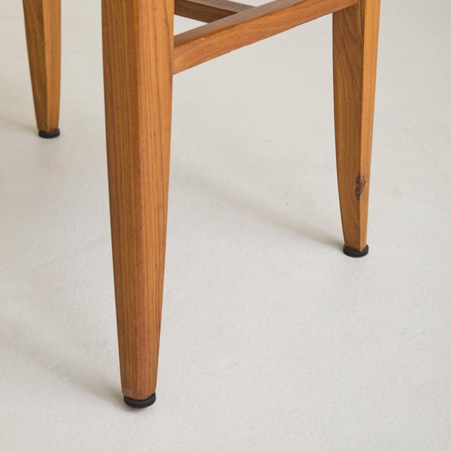 Brown French Wood + Rope Armchair with Ottoman, 1950s For Sale - Image 8 of 10