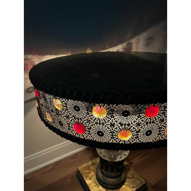 Vintage 60s Illuminated Capiz Shell & Jewels Accent Table For Sale - Image 12 of 12