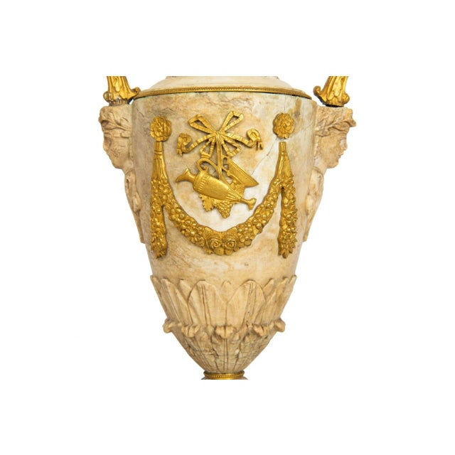 Pair Charles X Bronze-Mounted & Carved Alabaster Vases For Sale - Image 11 of 12