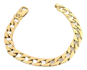 Mid 20th Century 14k Yellow Gold Wide Open Flat Curb Chain Link Bracelet 8.5" Long