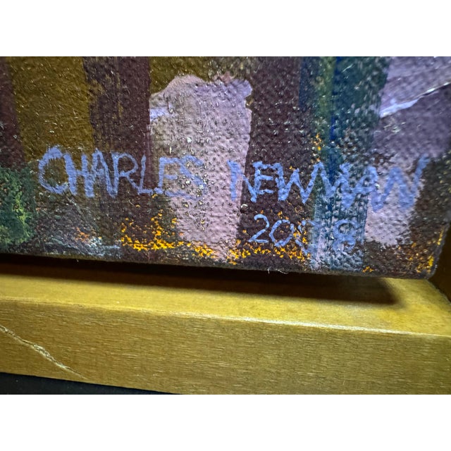 Contemporary Charles Newman (Pafa Mfa) Original 2008 Oil in Handcrafted Artist Frame – Pre-Gentrification Urban Landscape For Sale - Image 3 of 9
