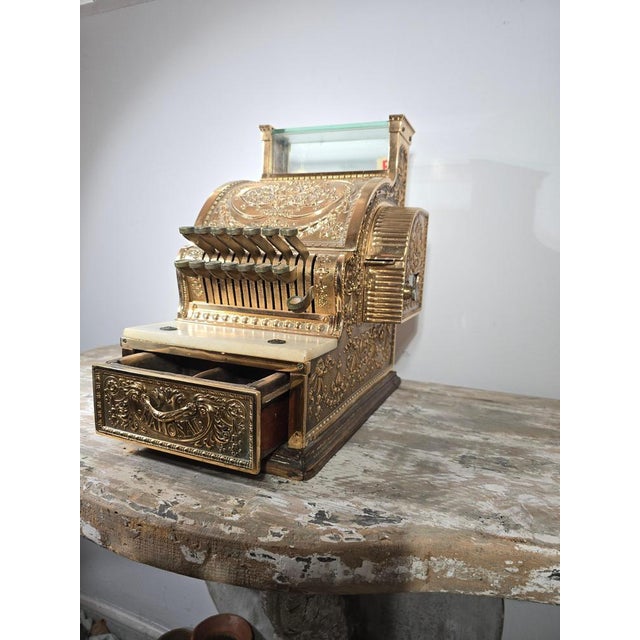 Gold Brass Cash Register from National, 1900s For Sale - Image 8 of 18