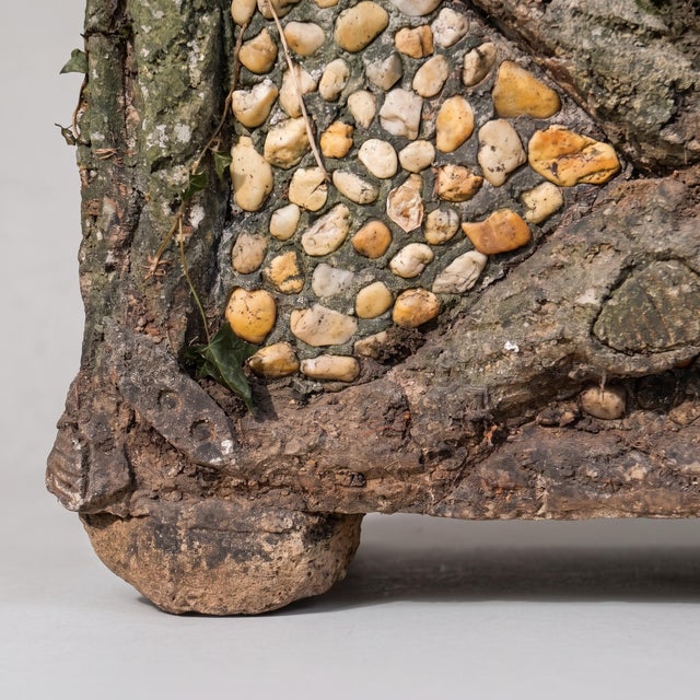 Early 20th Century Cement Planter with Faux Wood Decoration and Pebbles, Rockery, France For Sale - Image 11 of 13