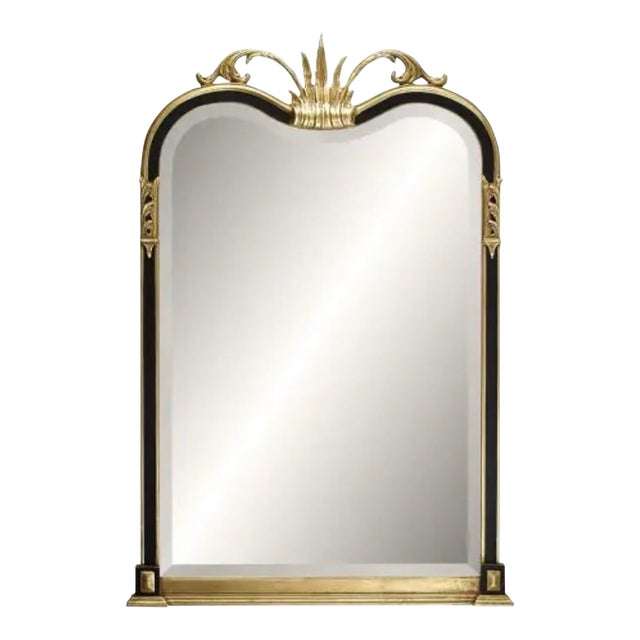 Vintage Friedman Brothers “The Empress” Model 1816 Gilt & Black Beveled Mirror For Sale