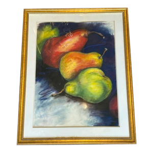 Vintage Large Scale "Pears" Original Still Life Pastel Painting by Parker C.1991