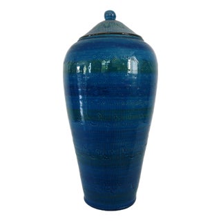 Large Lidded Ceramic Vase in the style of Bitossi, Italy, 1970s For Sale