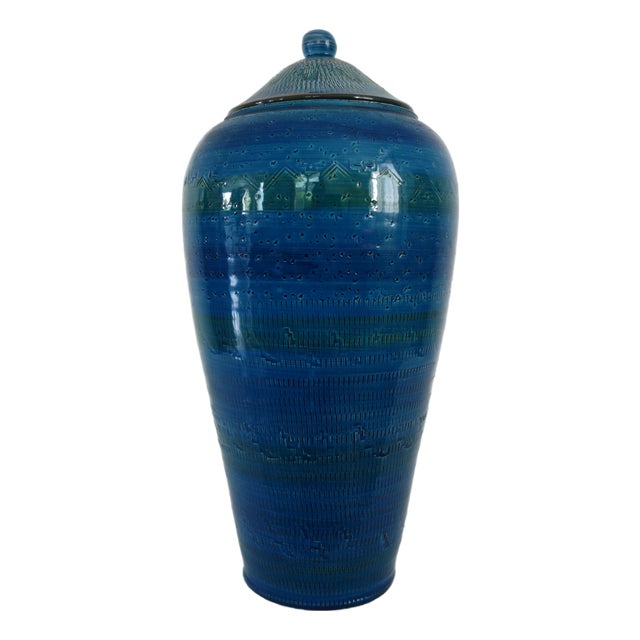 Large Lidded Ceramic Vase in the style of Bitossi, Italy, 1970s For Sale