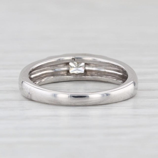0.20ctw Princess Solitaire Wedding Band Stackable Ring Size 6.5 18k White Gold For Sale - Image 4 of 8