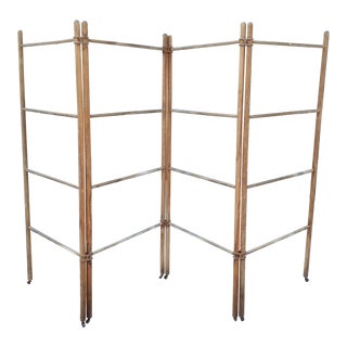 Wood & Metal Folding Rack or Screen For Sale