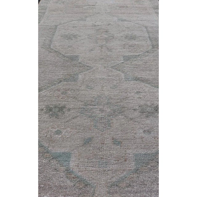 Mid 20th Century Vintage Turkish Oushak Runner With Subdued Geometric Medallions in Light Tones 2'9"x6'6" For Sale - Image 5 of 10