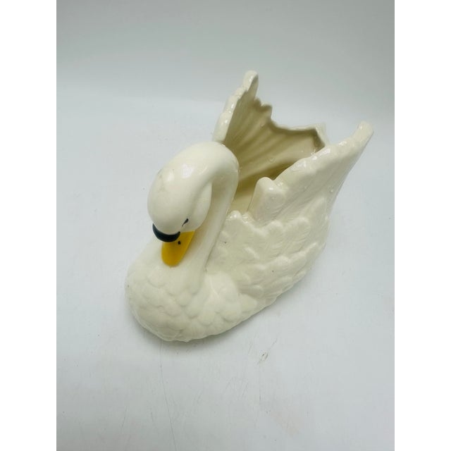 1980s Vintage Ceramic Swan Planter For Sale - Image 5 of 7