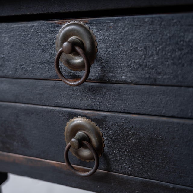 Mid 19th Century New England Pine Drop-Leaf Work Table in Black, c.1850 For Sale - Image 5 of 18
