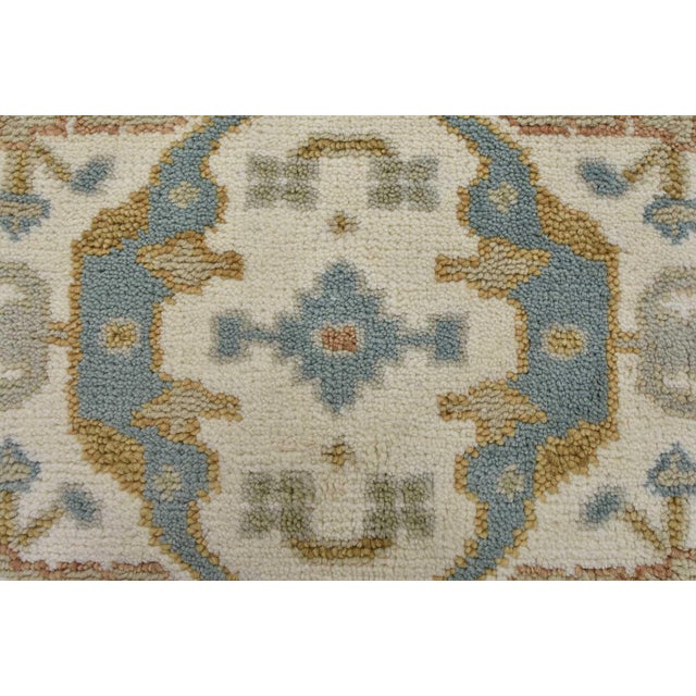 Oushak Runner 2’7” X 7’10” Ivory Wool Tribal Hand-Knotted Oriental Rug For Sale - Image 4 of 13