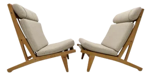 Hans Wegner High Back Lounge Chairs, Model Ge-375, 1960