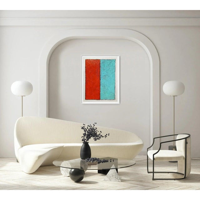 Multilayered and Highly Textured 'Blue and Orange' (2) Abstract Oil Painting by Diane Grant. From a series of textured...
