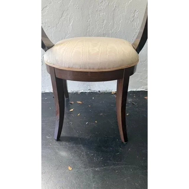 Set of 8 Pietro Costantini Italian Dining Chairs — Sculptural Walnut With Cream Moiré Seats, 1980s For Sale - Image 12 of 17