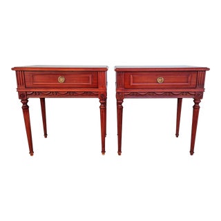 Beautiful Vintage French Louis XVI End Tables or Bedside Tables With Drawers - a Pair For Sale