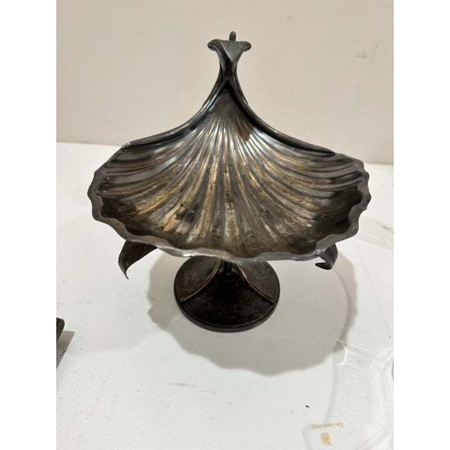 1920s Art Nouveau Pewter Calla Lily Compote – Early 20th Century Elegance For Sale - Image 5 of 11