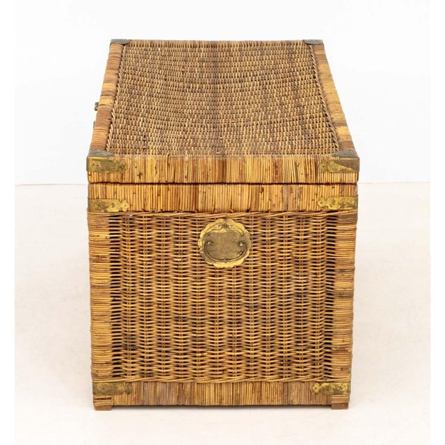 Chinese Brass Mounted Woven Wicker Chest For Sale In New York - Image 6 of 9