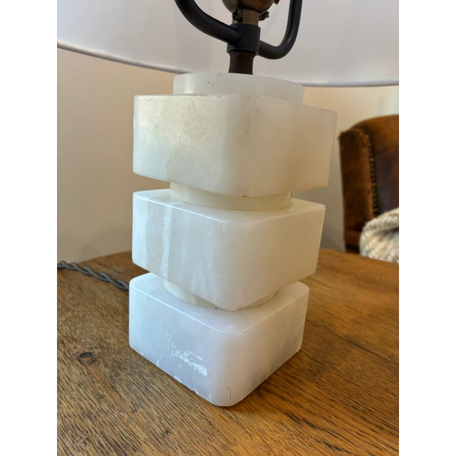 Small Vintage White Marble Lamp For Sale - Image 11 of 12