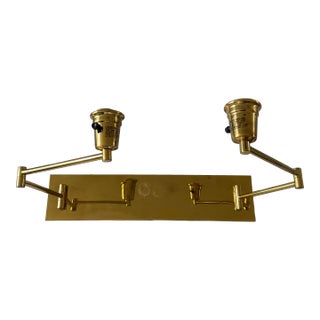 Vintage Brass Double Swing Arm Light Fixture For Sale