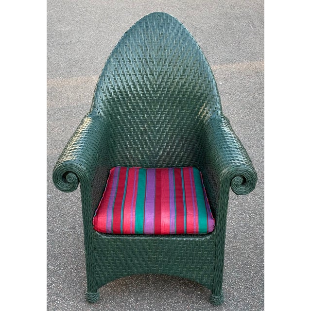 Vintage Green Wicker Style Chair For Sale - Image 9 of 13