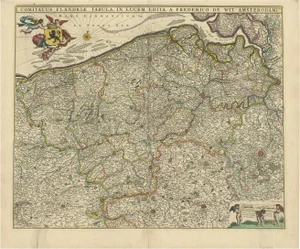 Antique Map of Flanders Belgium by F. De Wit, 1680