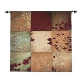 Poppy Patchwork Loom Woven Tapestry - 112x112cm (3'8"x3'8") - Requires Rod Size 3 For Sale