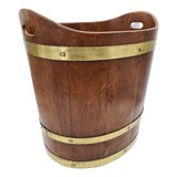 Maritime Wooden Bucket with Brass Hoops, 1960s-1970s For Sale