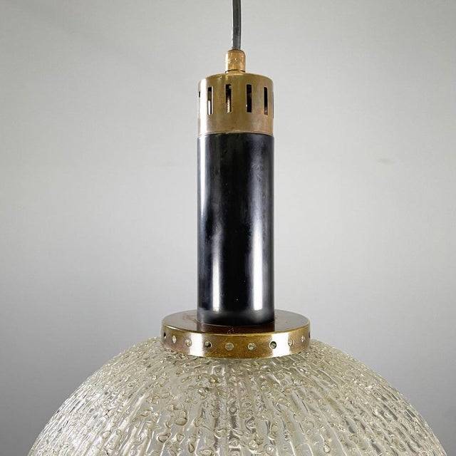 Mid-Century Modern Italian Chandelier in Molded Glass, Brass and Metal, 1950s For Sale - Image 12 of 16