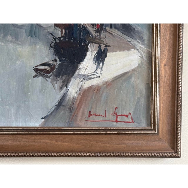 Light Gray Framed "Paris 1953" French Original Oil Painting, Signed For Sale - Image 8 of 12